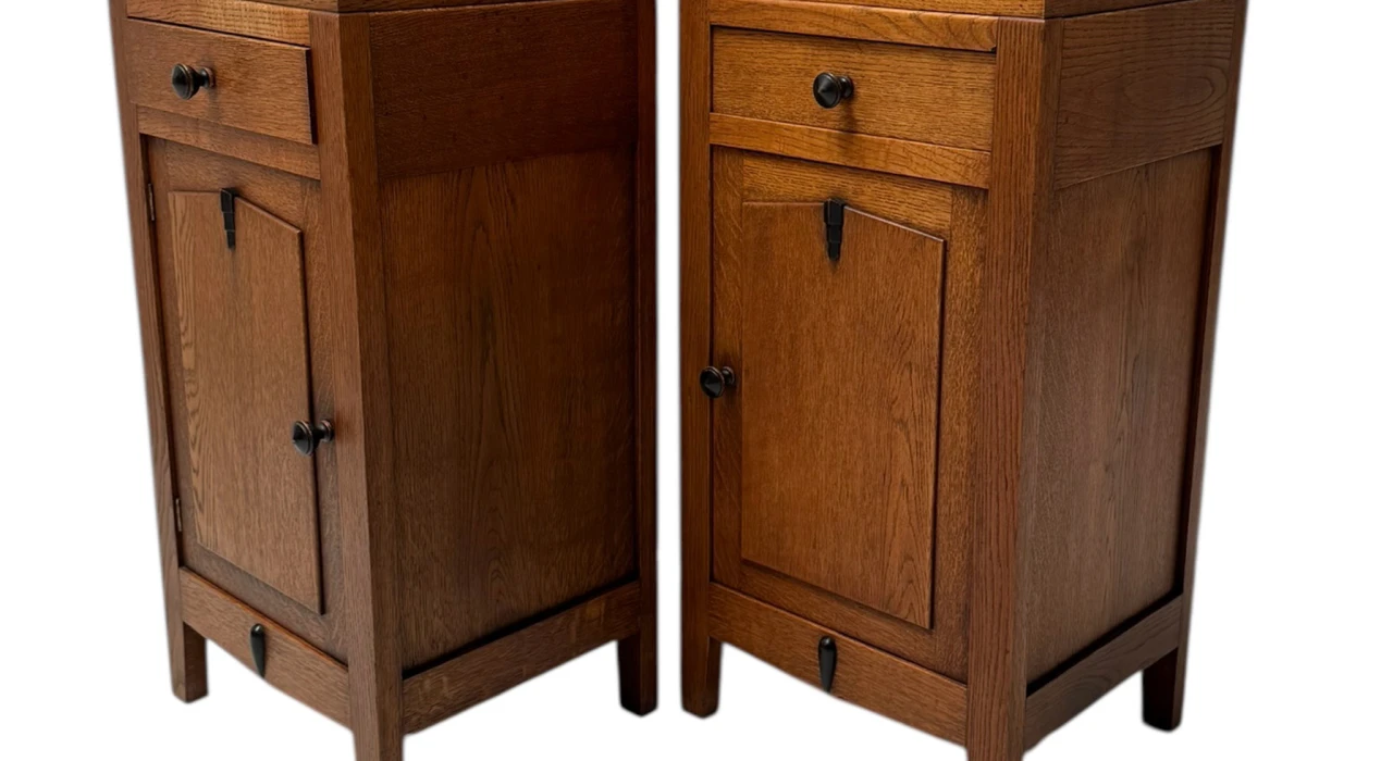 Two Art Deco Amsterdamse School Nightstands or Bedside Tables, 1920s